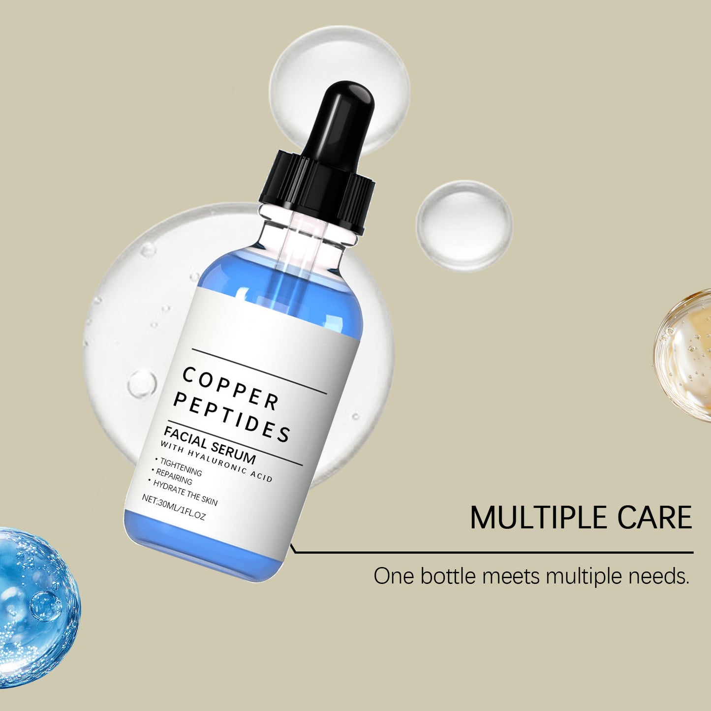 Copper Peptide Serum Anti Wrinkles Aging Tightening Rejuvenating Lifting Firming Moisturizing Brightening Facial Skin Cosmetics
