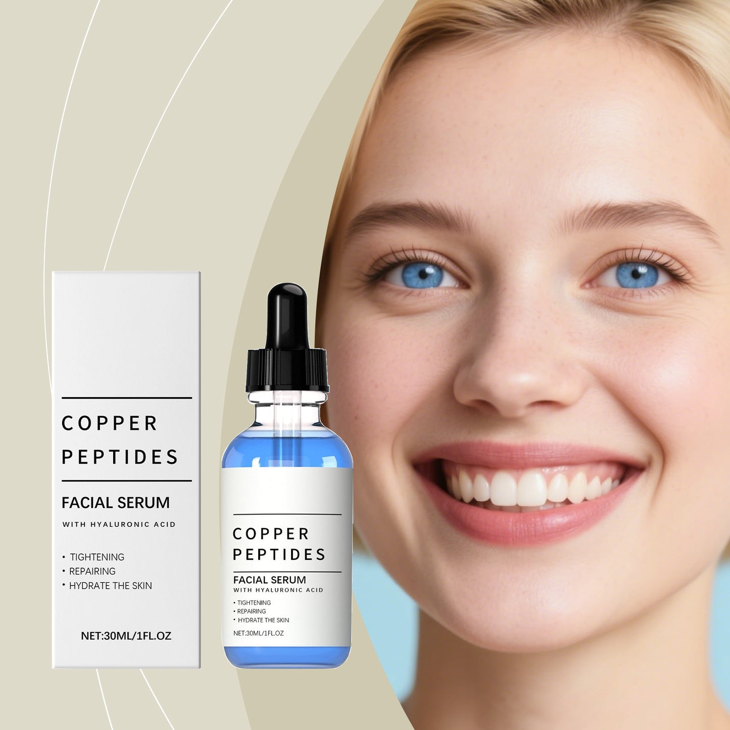 Copper Peptide Serum Anti Wrinkles Aging Tightening Rejuvenating Lifting Firming Moisturizing Brightening Facial Skin Cosmetics