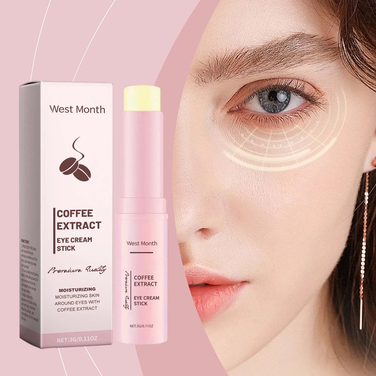 Caffeine Eye Cream Stick Lifting Firming Fade Dark Circles Bags Nourish Deep Moisturizing Coffee Extract Eye Brighten Eye Cream