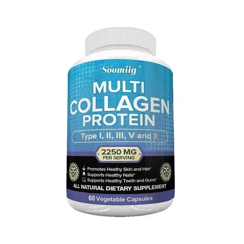 Collagen Peptides Capsules - Multi-Collagen Protein - for Hair Skin Nails Teeth Gums Joints, Gluten Free, Non-GMO